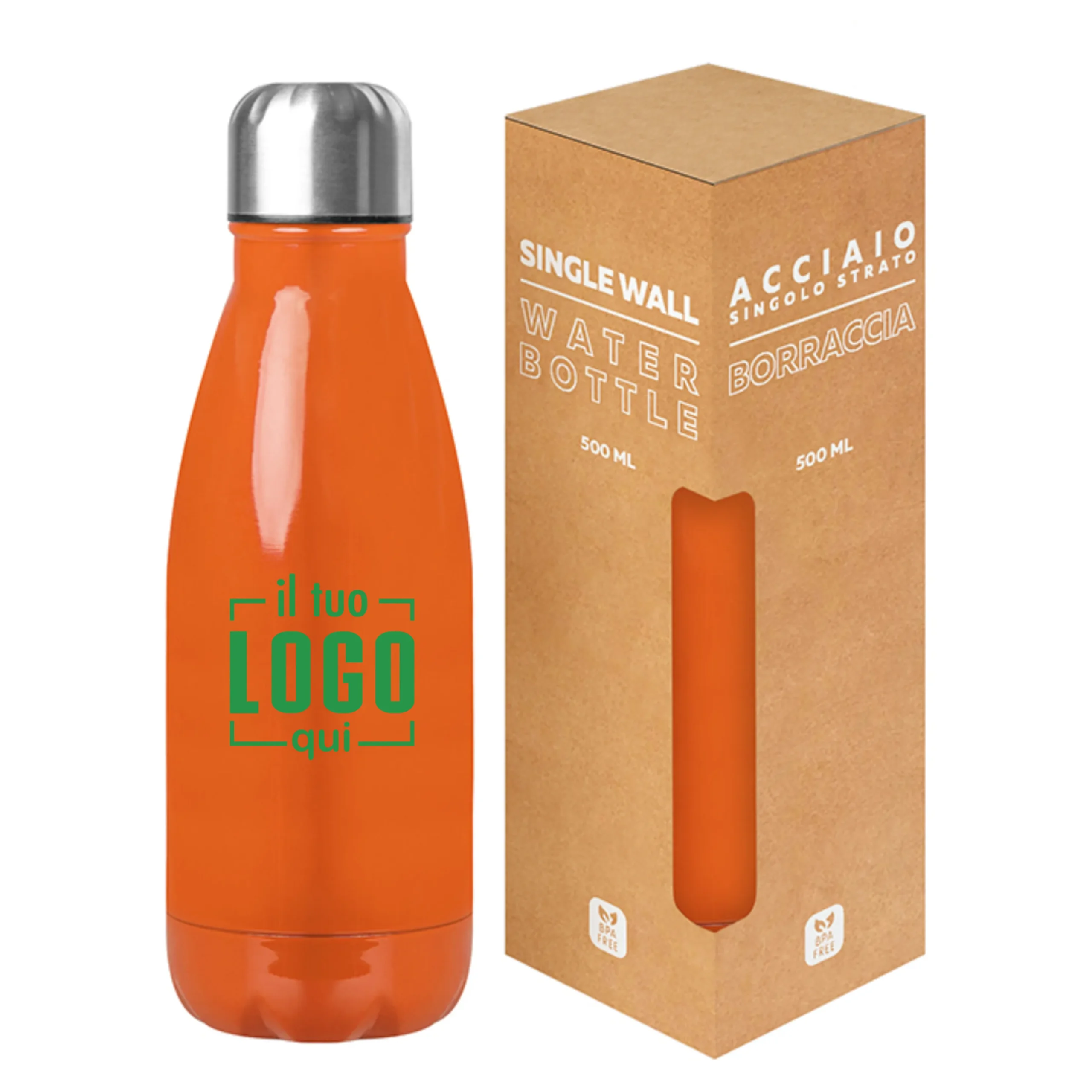 Borraccia Acciaio Inox Lucida Personalizzata
